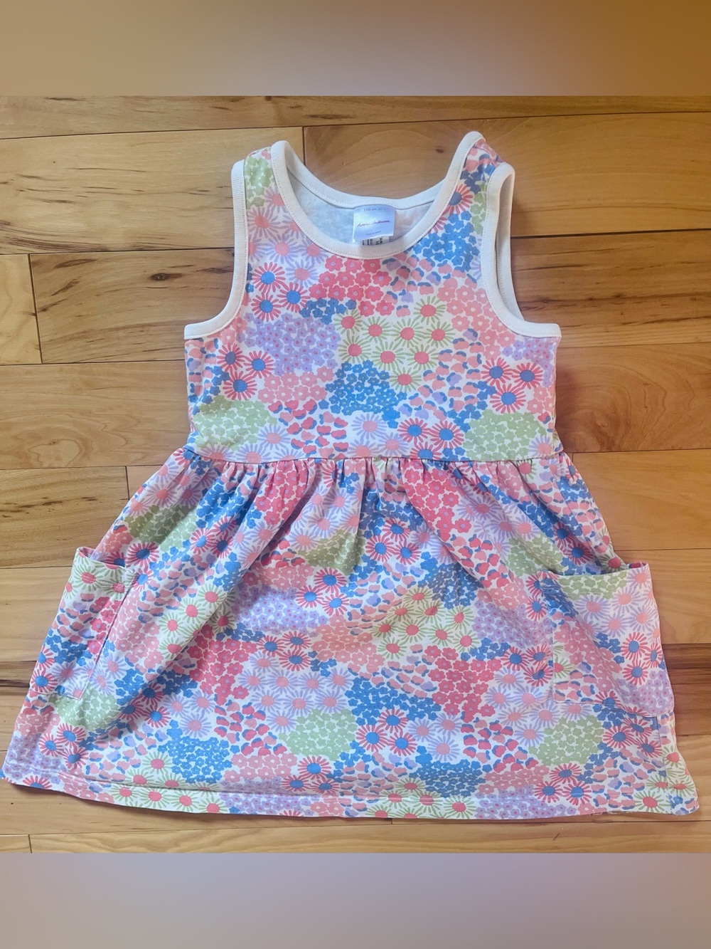 Hanna Andersson Sleeveless Playground Dress with Pockets Vivid Sea Blooms Size 5